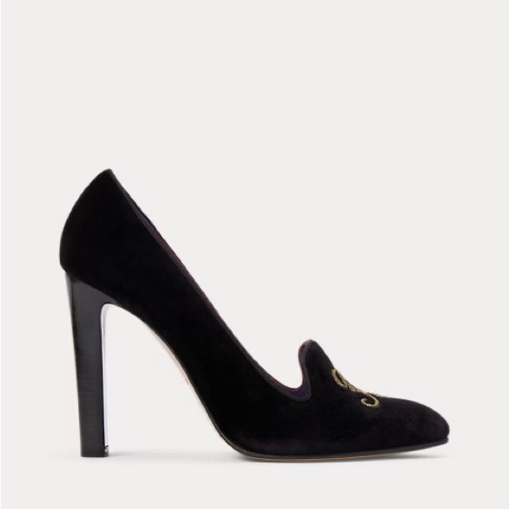 NWT Ralph Lauren Purple Label Marion Black Velvet High Heels/Pumps size 10